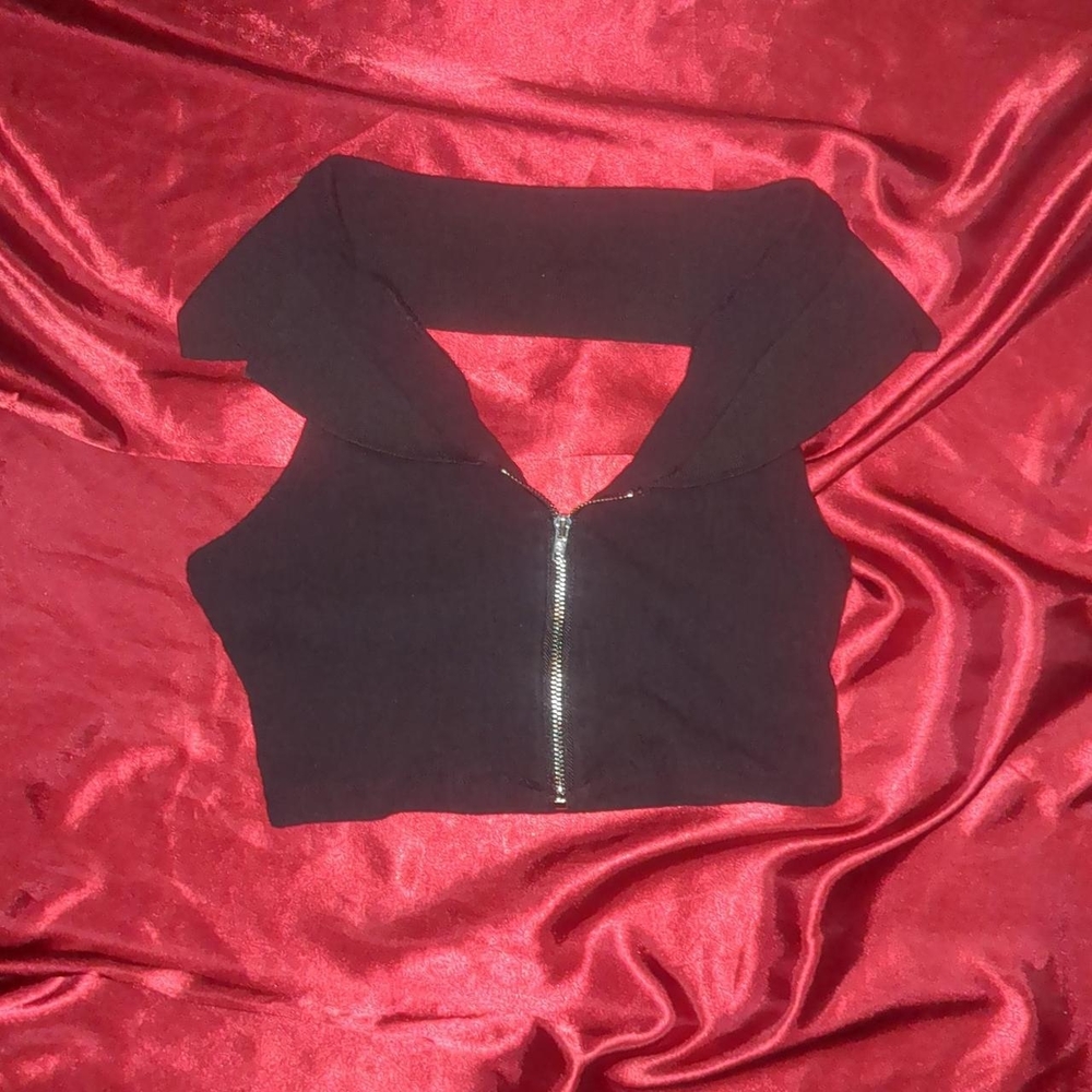 Black Zippered Women's Top